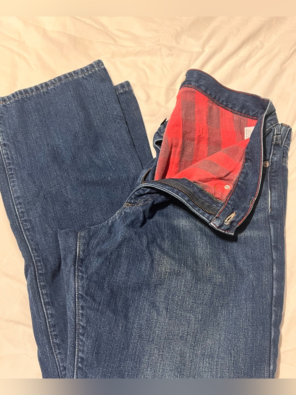 L.L. Bean Men's flannel lined Dark Blue Jeans 32x32
